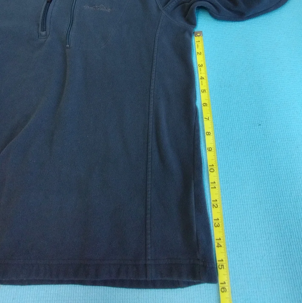 EDDIE BAUER Men's Sweater Fleece 1/4 Zip Blue Size LT